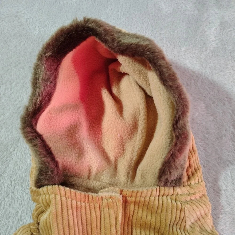 American Dog Outfitters Corduroy Coat M Tan Fleece Toggle Hooded Warm Outdoors‎